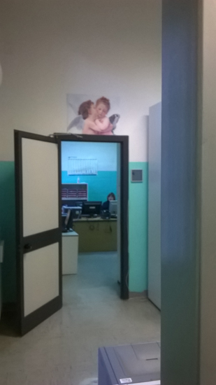 immagine di Angeli Custodi sulla porta dello studio dell'endocrinologa